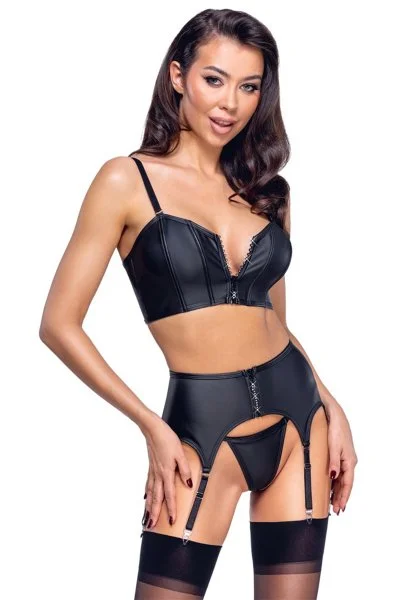 ensemble lingerie 3 pièces avec porte jarretelles S/M/L/XL