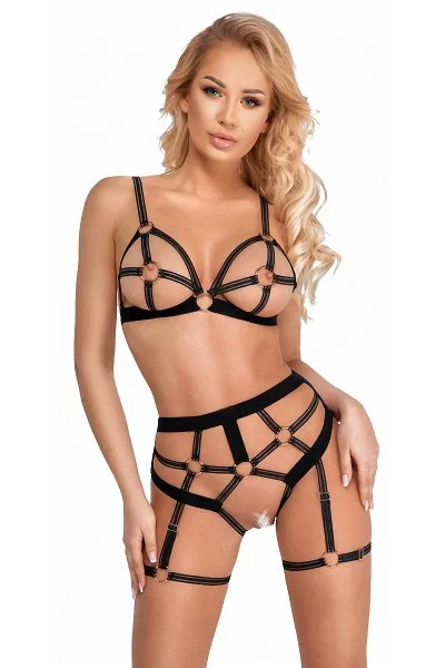set lingerie BDSM harnais noir S/M/L/XL