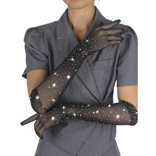 gants noir transparent avec paillette TU