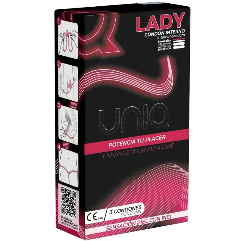 Uniq-lady condom préservatifs féminins sans latex avec porte-jarretelles 3 unités