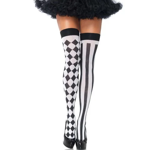 chaussette haute ou collant  arlequin noir/blanc TU