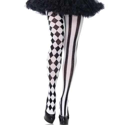 chaussette haute ou collant  arlequin noir/blanc TU
