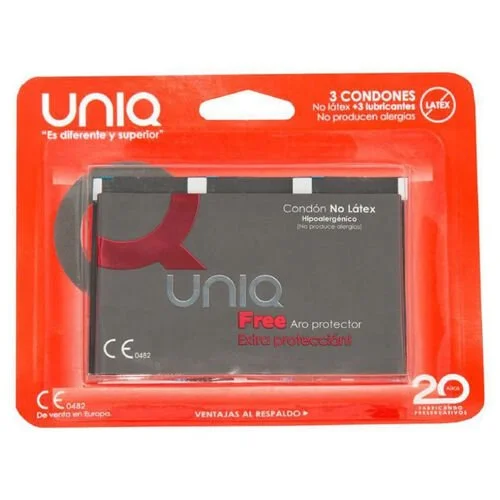 uniq free préservatifs sans latex avec anneau de protection 3 unités