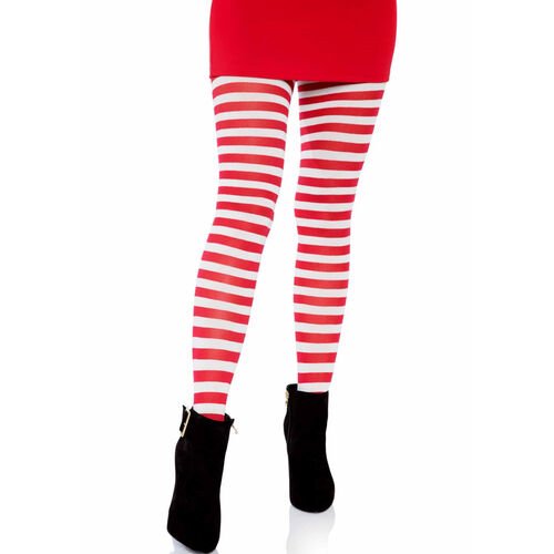 collant rayures blanc/rouge TU