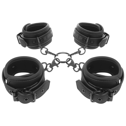ensemble de menottes pour mains et chevilles avec doublure