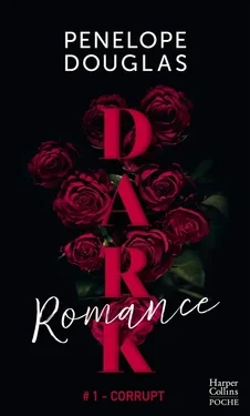 Couverture de livre avec le titre "Dark Romance" et des roses rouges en arrière-plan.