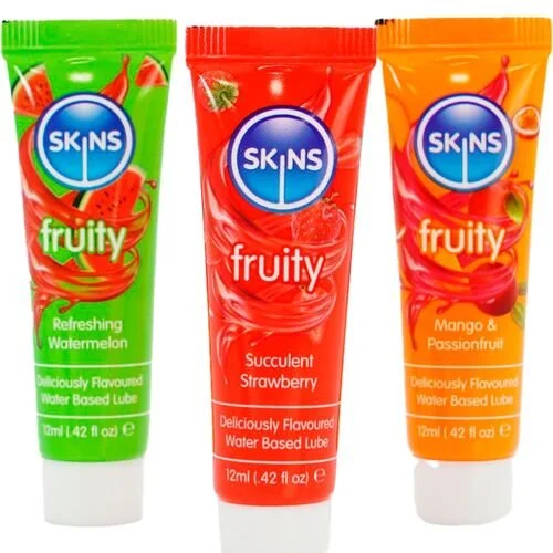kit de lubrifiants fruité skins pastèque,fraise et mangue 3x12 ML