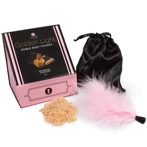 golden light kit poudre comestible et plume chocolat ou fraise pétillante