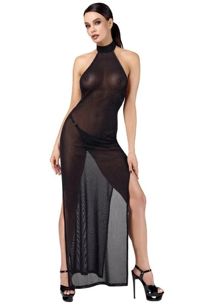 robe longue en maille pailletée onyx XS/S/M/L/XL/2XL/3XL