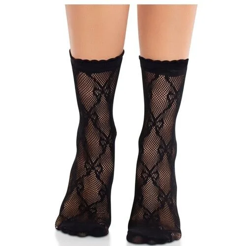 chaussette noire en dentelle avec nœud