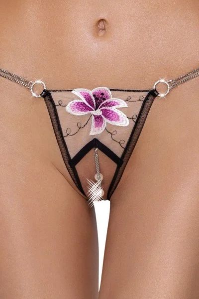 string ouvert fleur brodée S-M/M-L