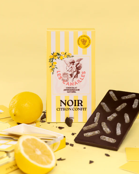 Tablette chocolat aphrodisiaque • Noir, Citron confit • 100g