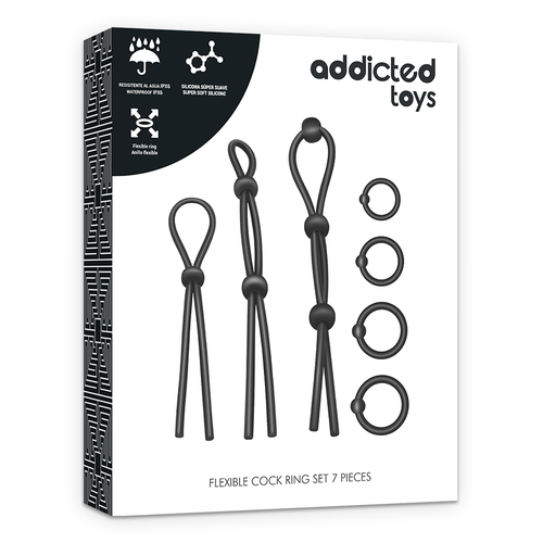Addited toys-ensemble d'anneau pénial flexial en silicone 7 piéces
