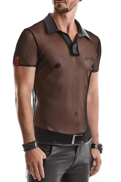 polo en maille noire transparente S/M/L/XL/2XL