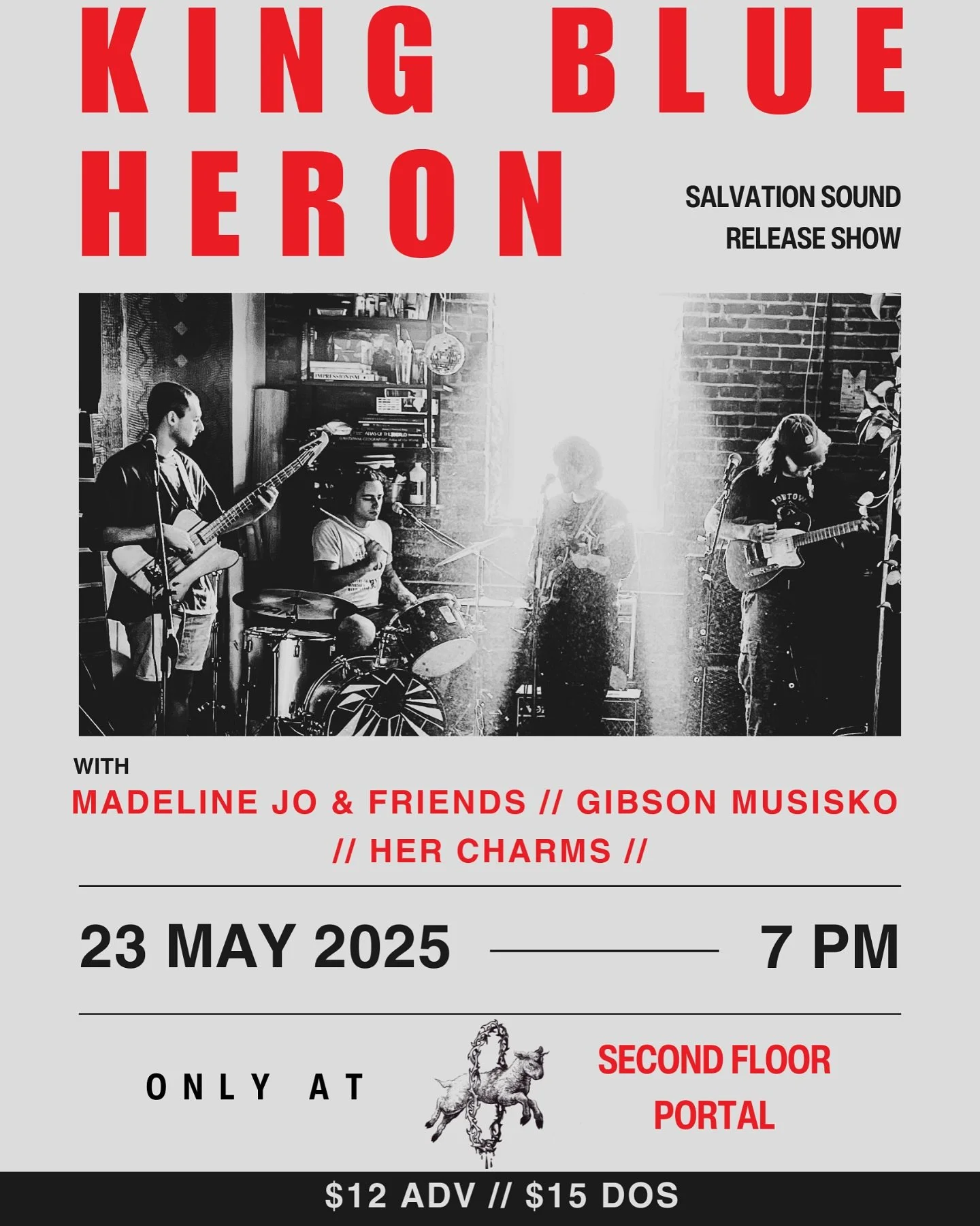 SALVATION SOUND RELEASE SHOW

at @2ndfloorportal with special guests
@gibsonmusisko 
@madelinejoandfriends 
@her_charms_band 

$12 advance tickets, $15 at the door
ticket link in bio