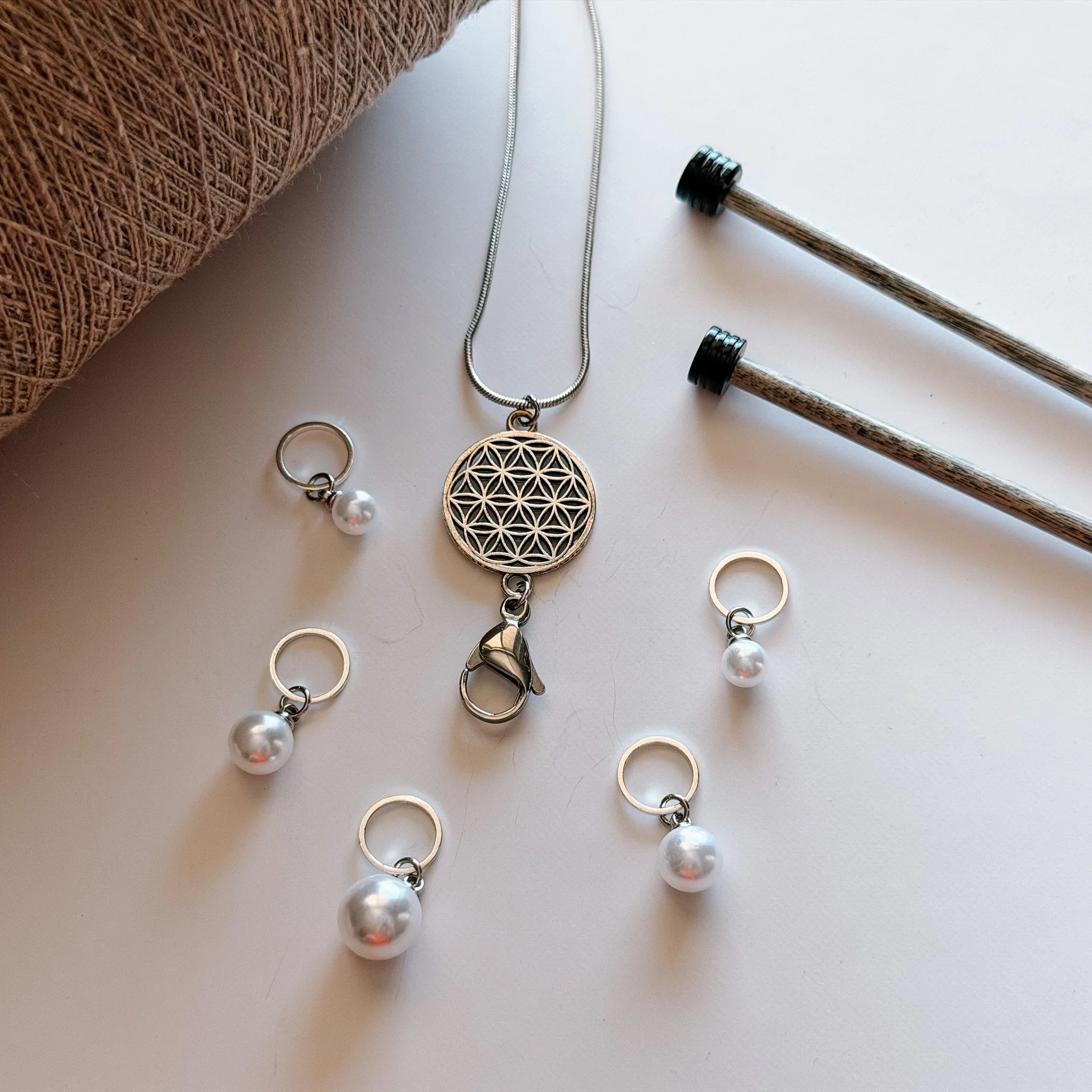 Pearl Stitch Marker Necklace
