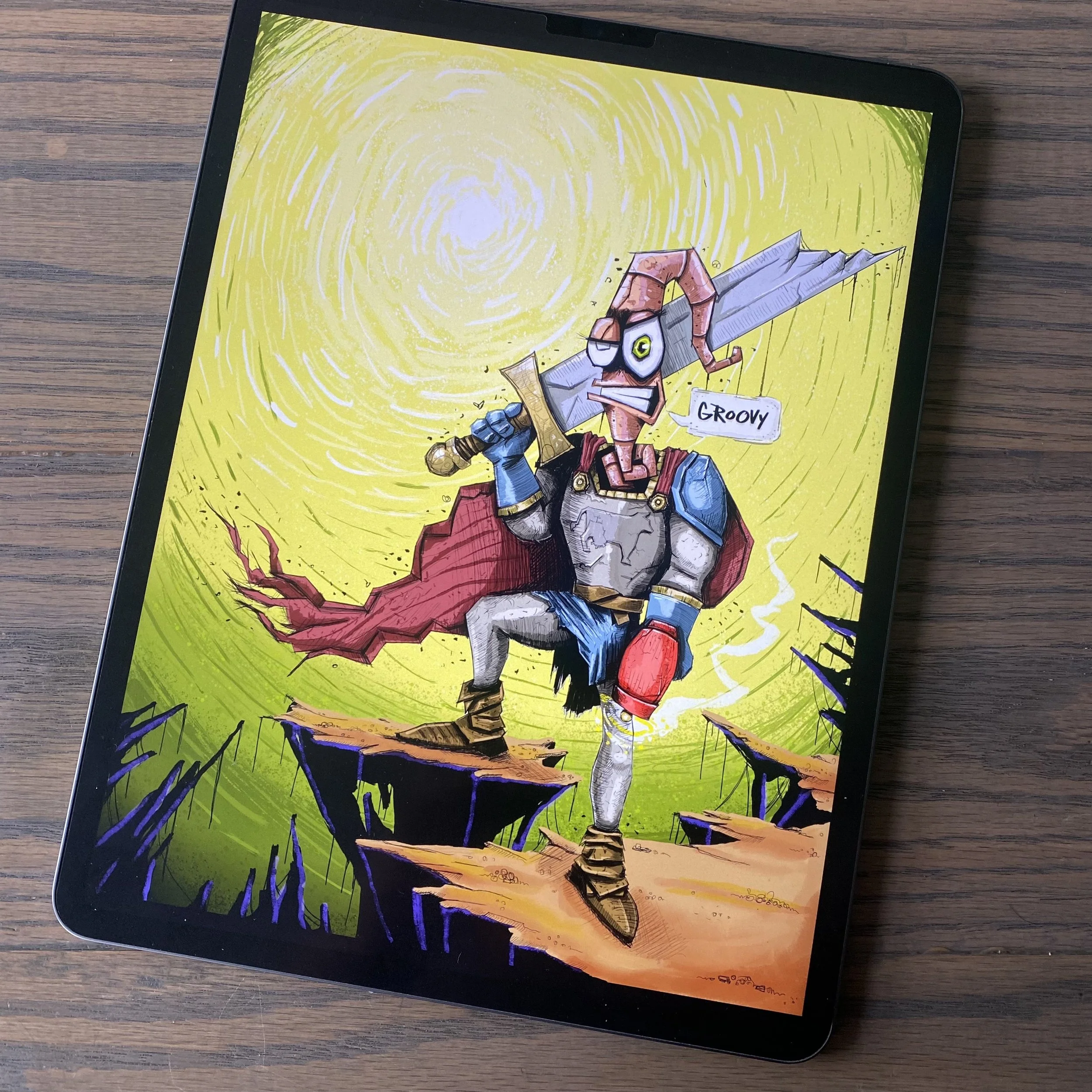 The full Earthworm Jim digital illustration including iPad