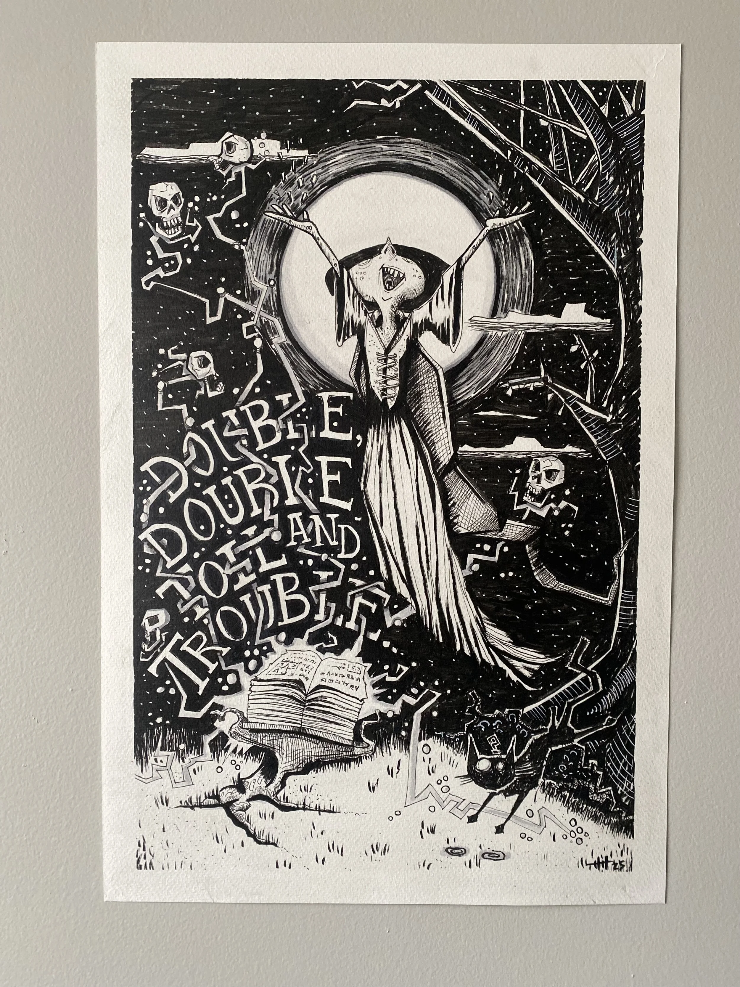 The full Weave A Little Spell ink and marker illustration of a witch conjuring up her spell