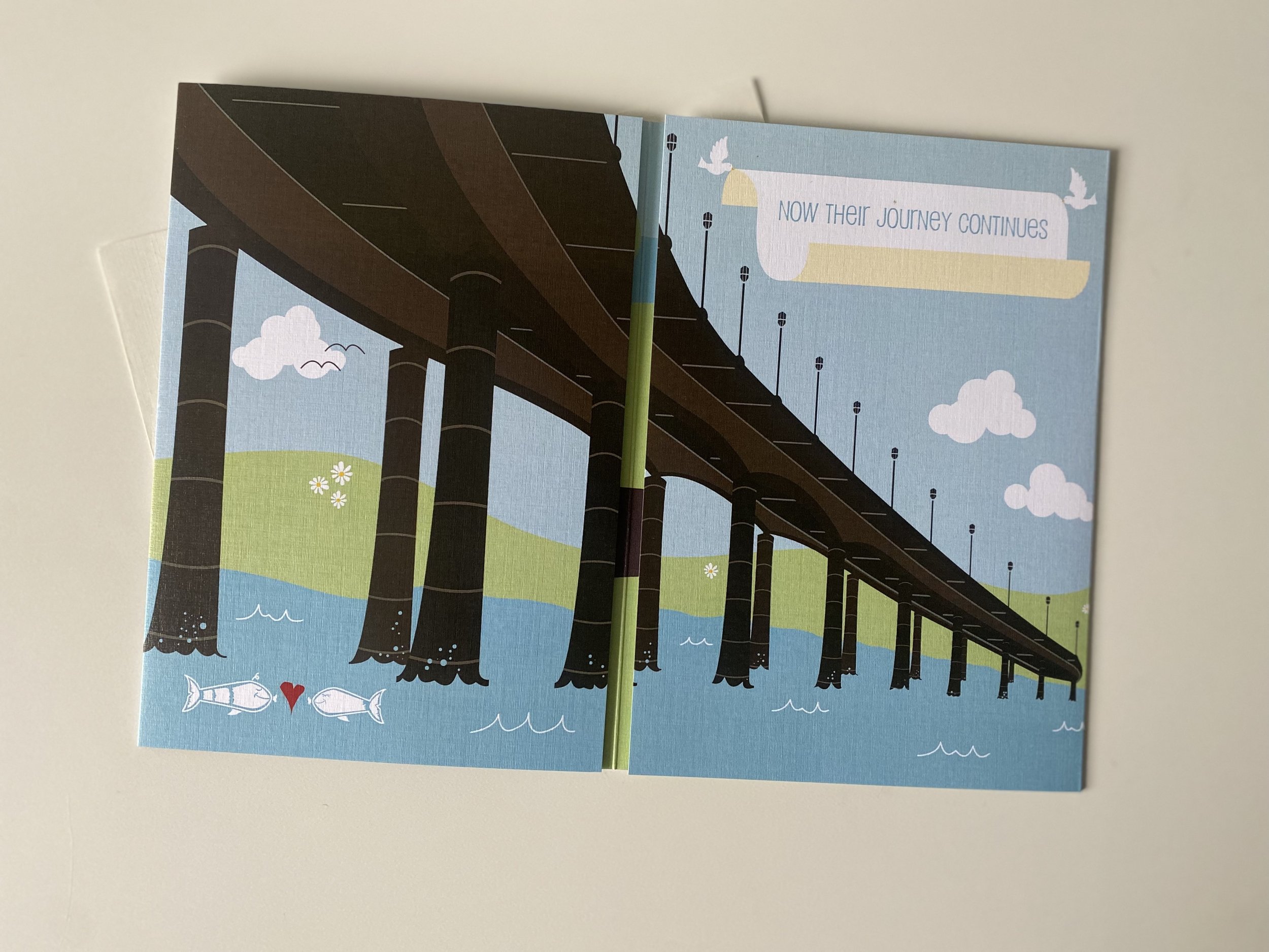 The gate fold from the Annapolis-themed, illustrated, custom wedding invite