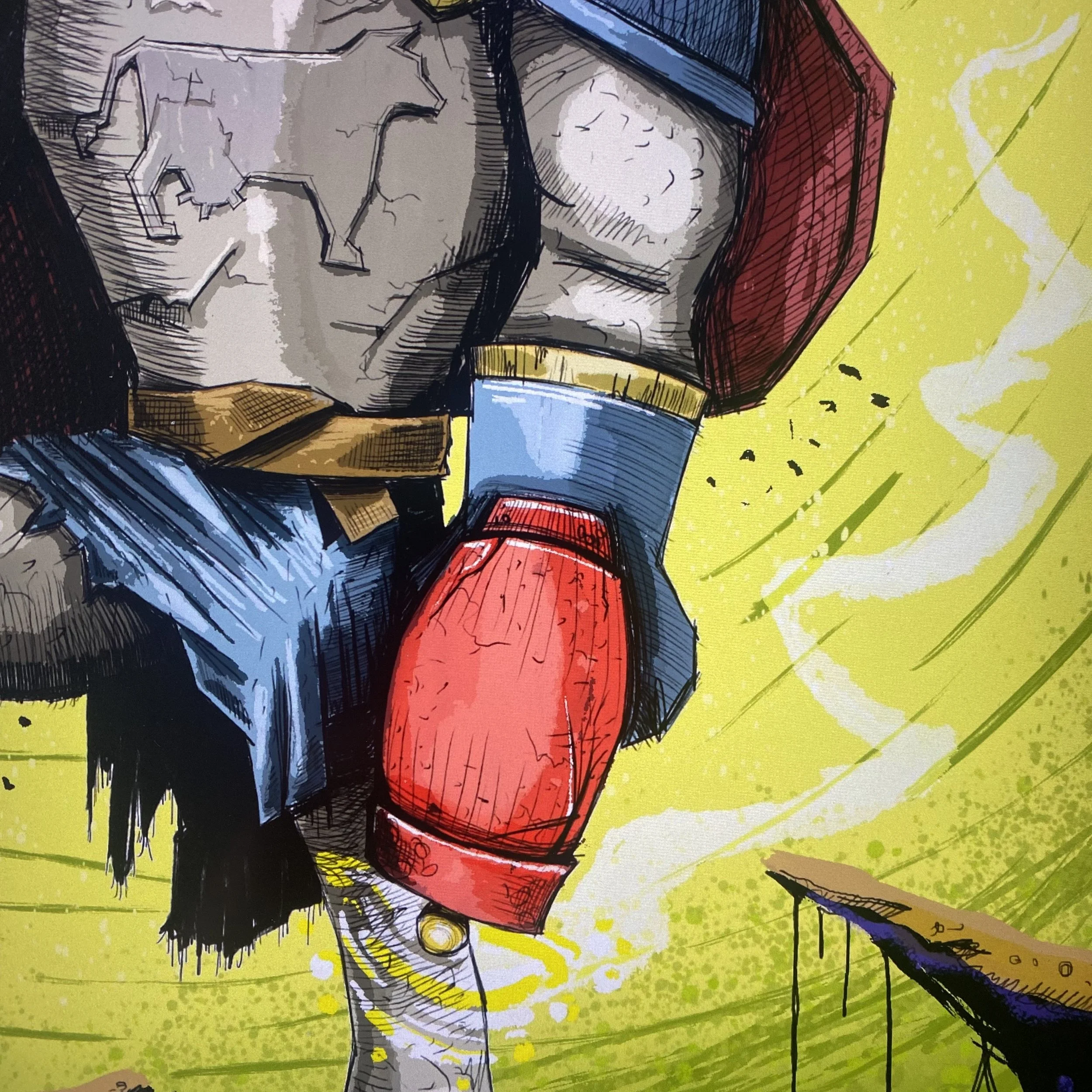 Zoomed in on the blaster from the Earthworm Jim digital illustration