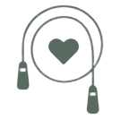 Earbuds with a heart symbol in the center