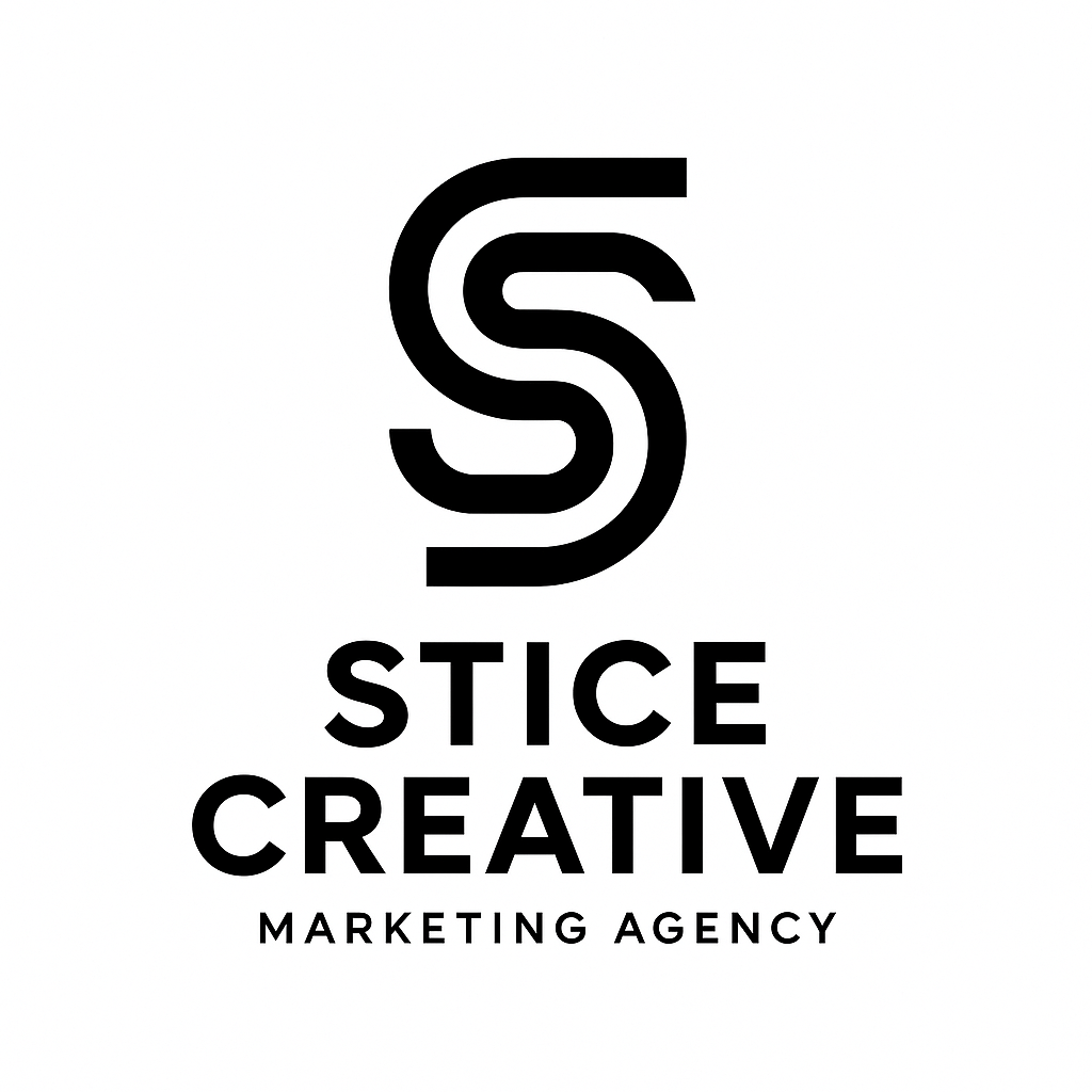 Logo for Stice Creative marketing agency with a stylized letter 'S' and bold text.