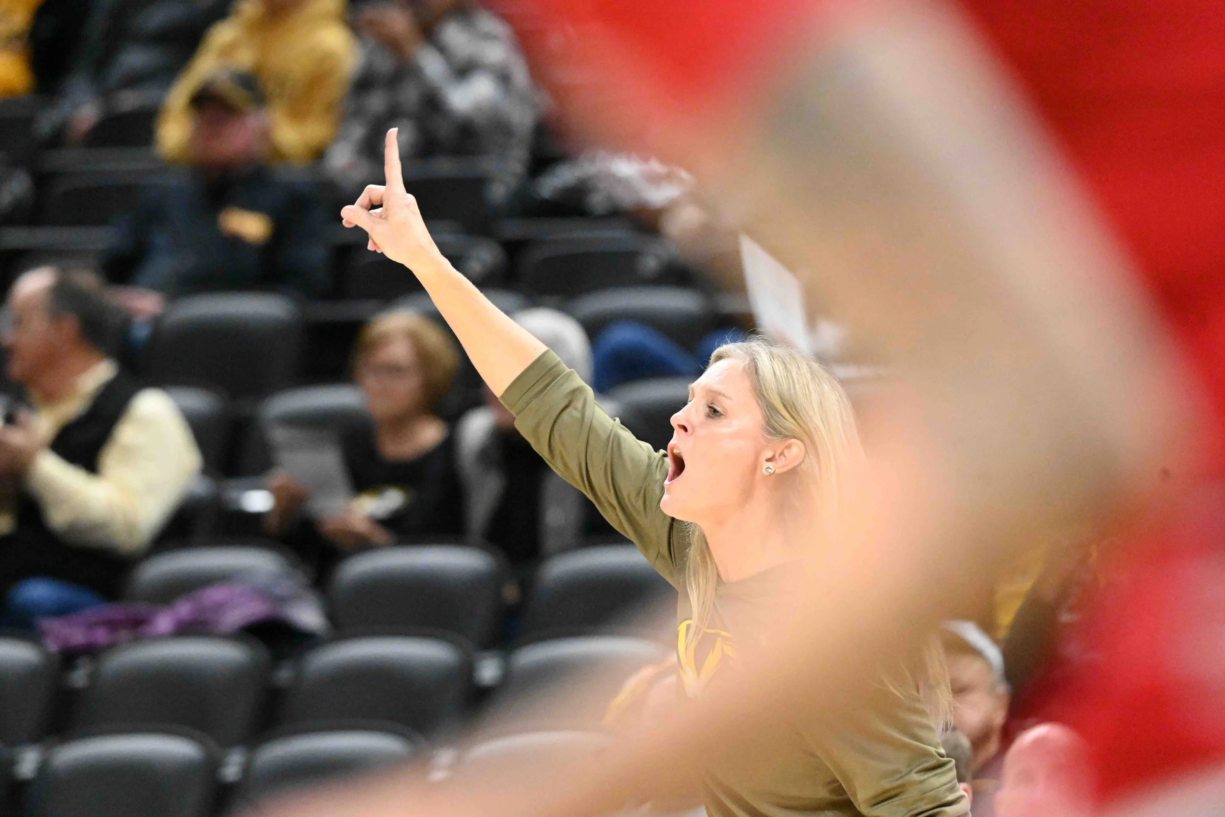 Missouri head coach Kellie Harper directs her team from the sideline during a game against Arkansas State on Tuesday, Nov. 11, 2025, at Mizzou Arena in Columbia. The Tigers won 97-75, the largest margin of victory for Harper’s team so far this season