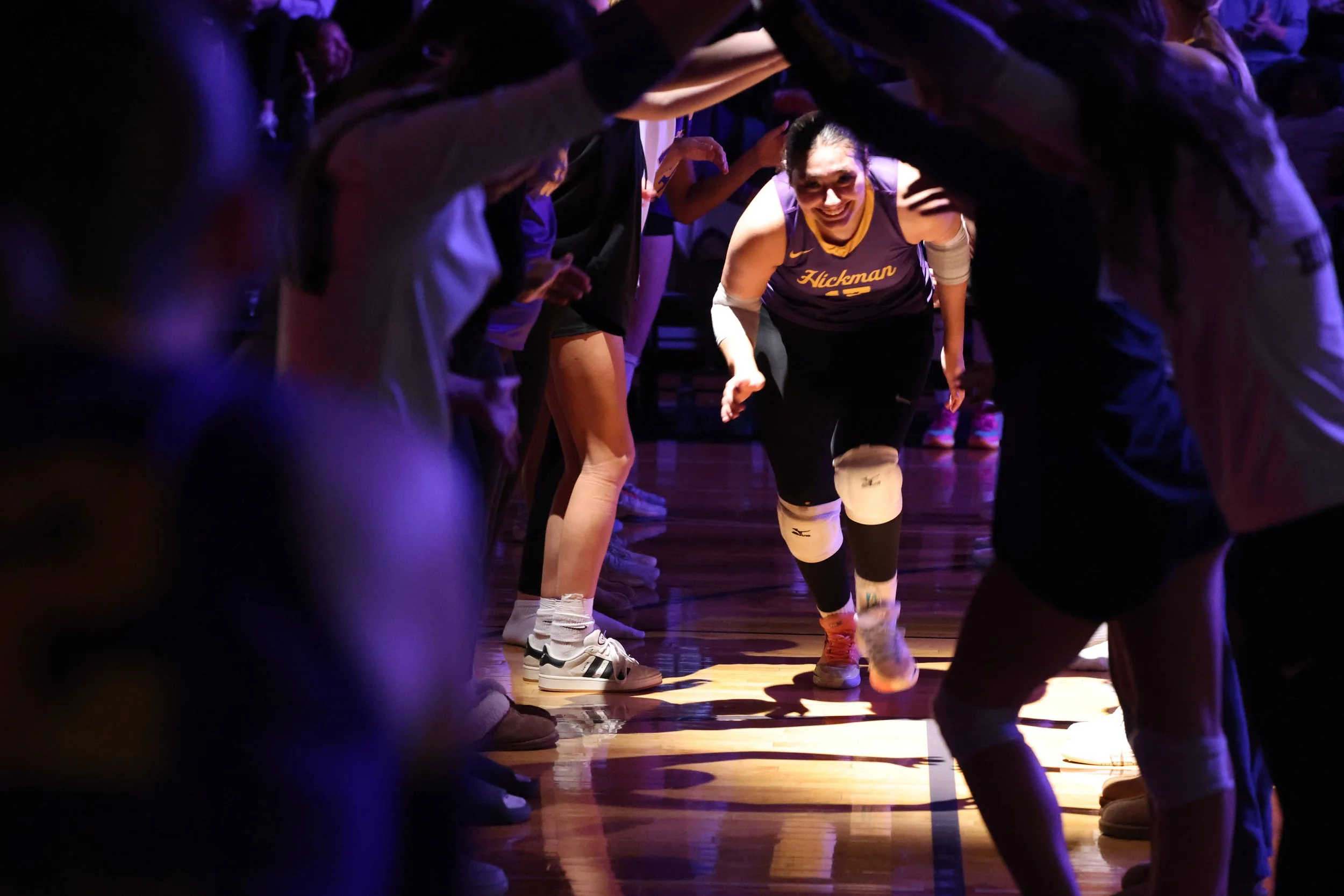 Hickman senior Jazleen Rosas-Robinson is introduced ahead of their game against Rock Bridge on Monday, Oct. 20, 2025 at Hickman High School  in Columbia. Rosas-Robinson said that she will continue her volleyball career after graduation at William Pen