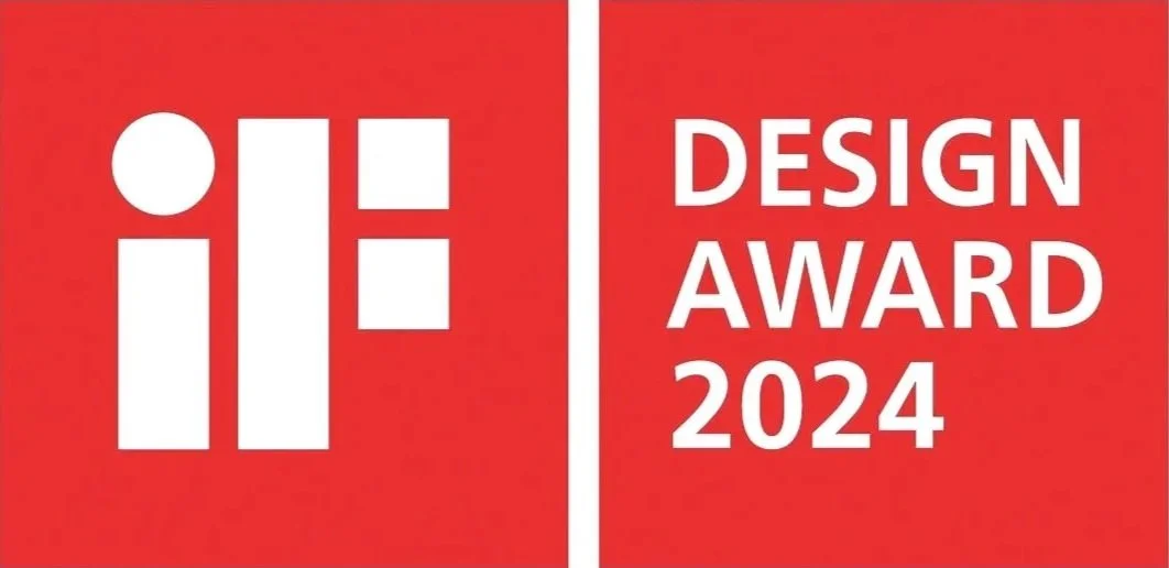 Logo de l'IDH à gauche, texte 'DESIGN AWARD 2024' à droite, fond rouge