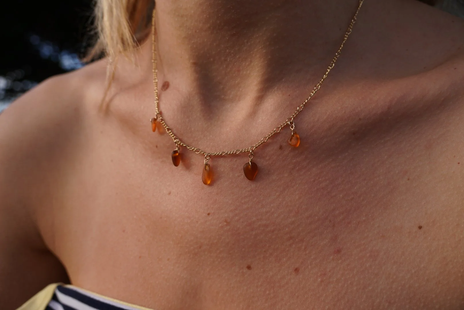 Multi Sea Glass Necklace - Amber