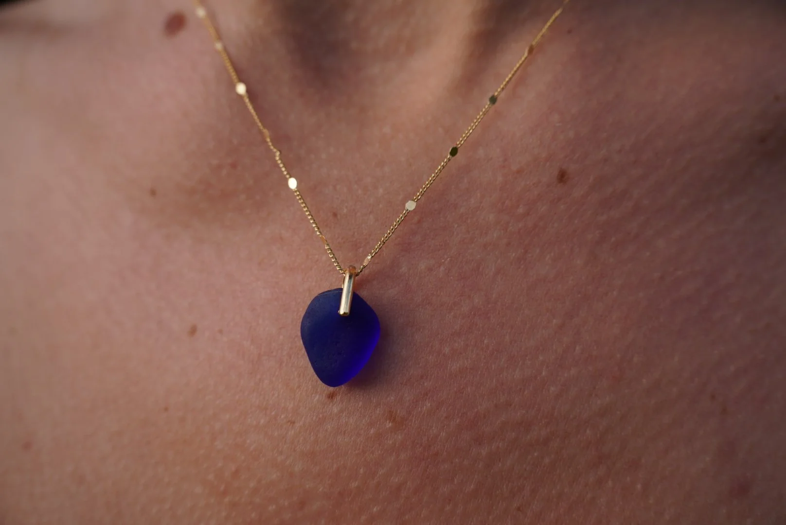 Classic Sea Glass Necklace - Cobalt Blue