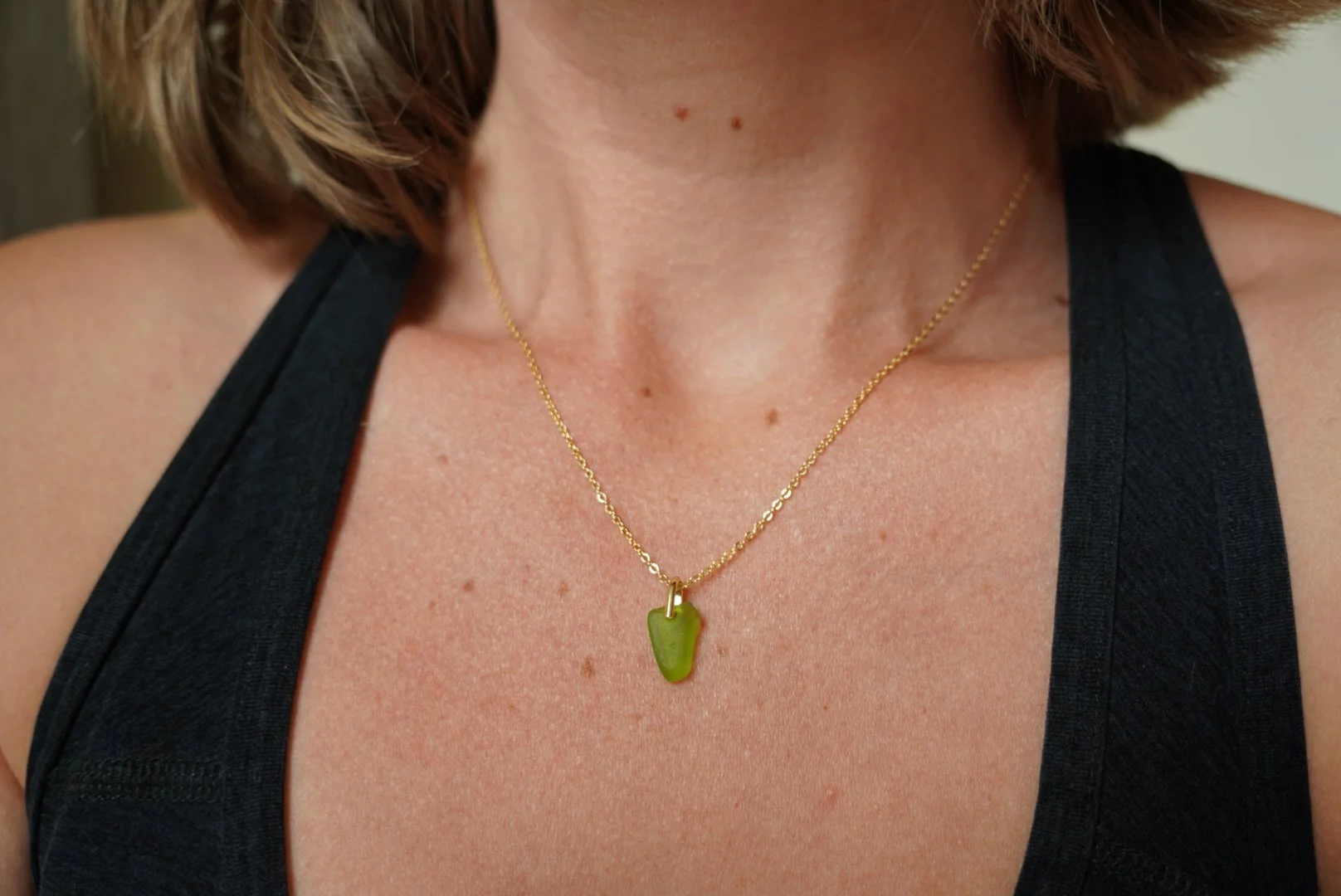 Classic Sea Glass Necklace - Lime Green