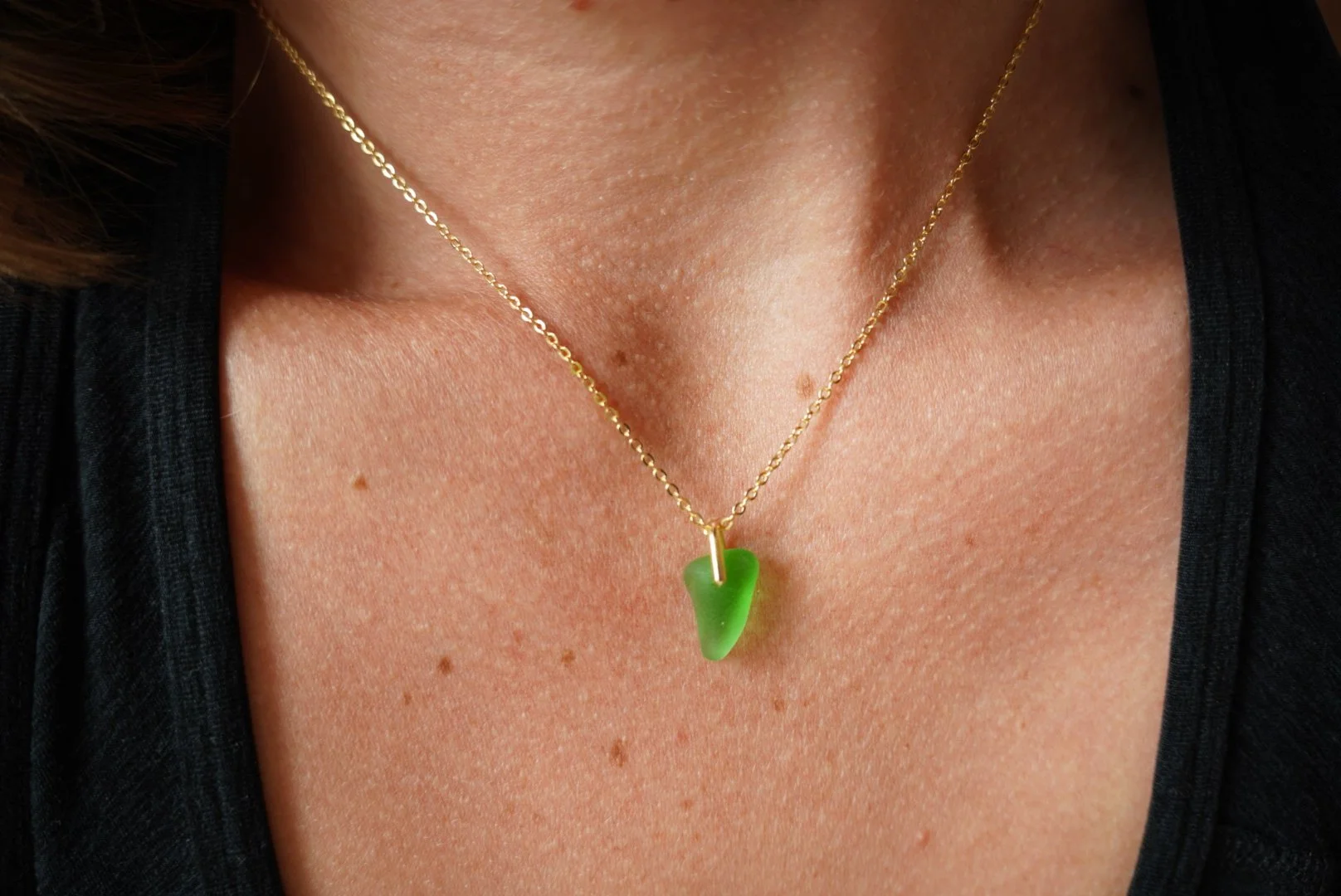 Classic Sea Glass Necklace - Bright Green