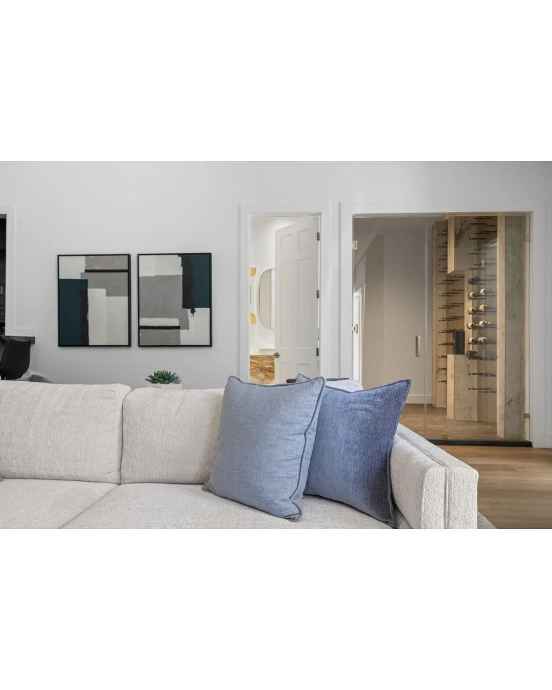 The area just off the wine room included a wet bar and bathroom, but it was a space my client strongly disliked and couldn&rsquo;t picture using in any meaningful way. I spent time asking thoughtful questions and picked up on their love for music&mda