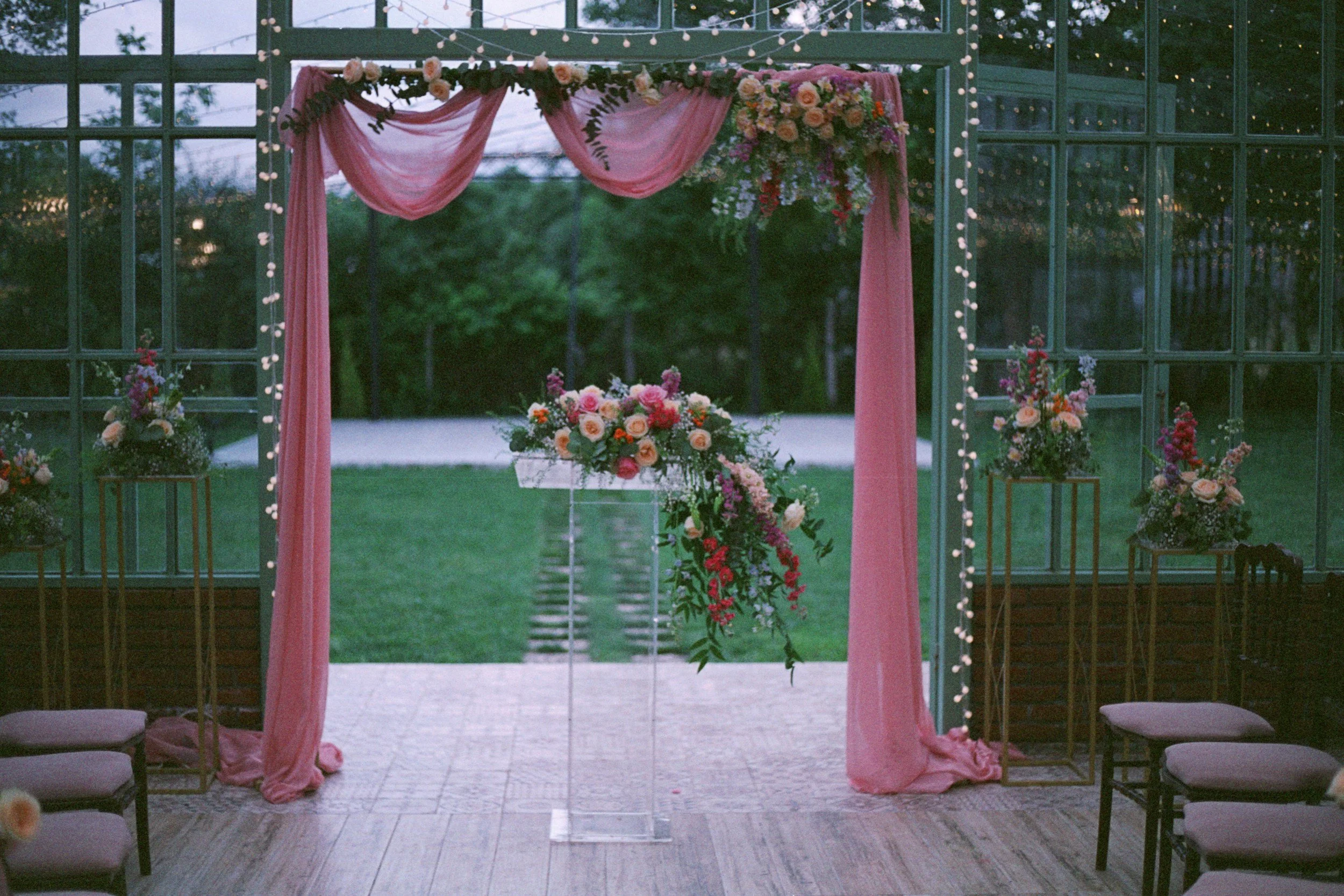 Wedding Alter with Pink flowers