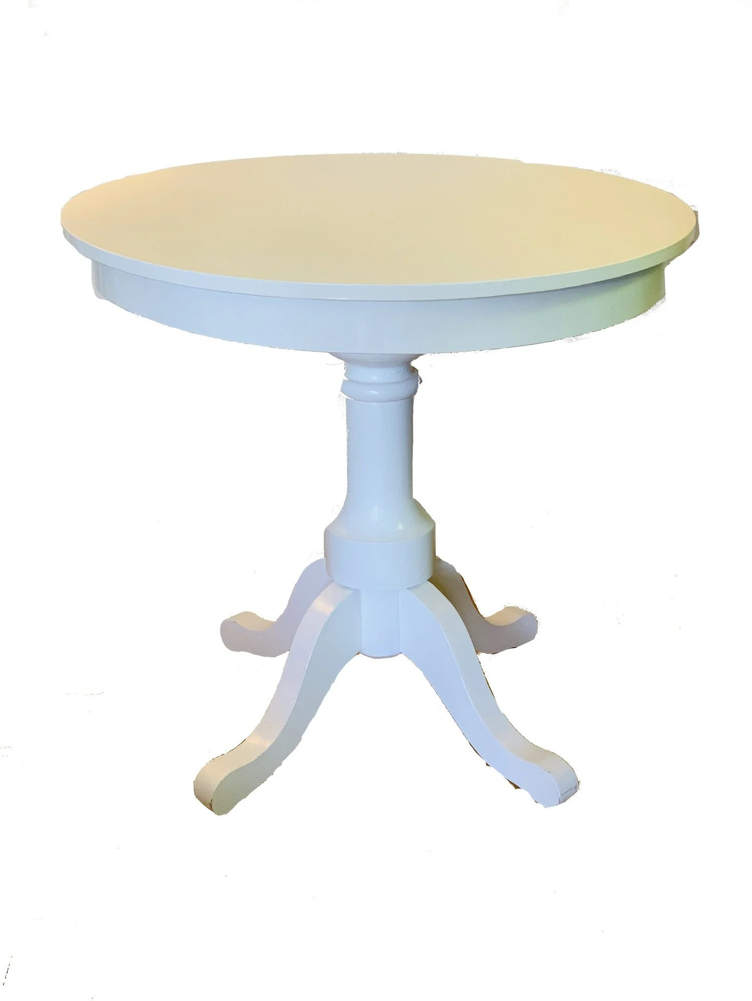 White circular end table