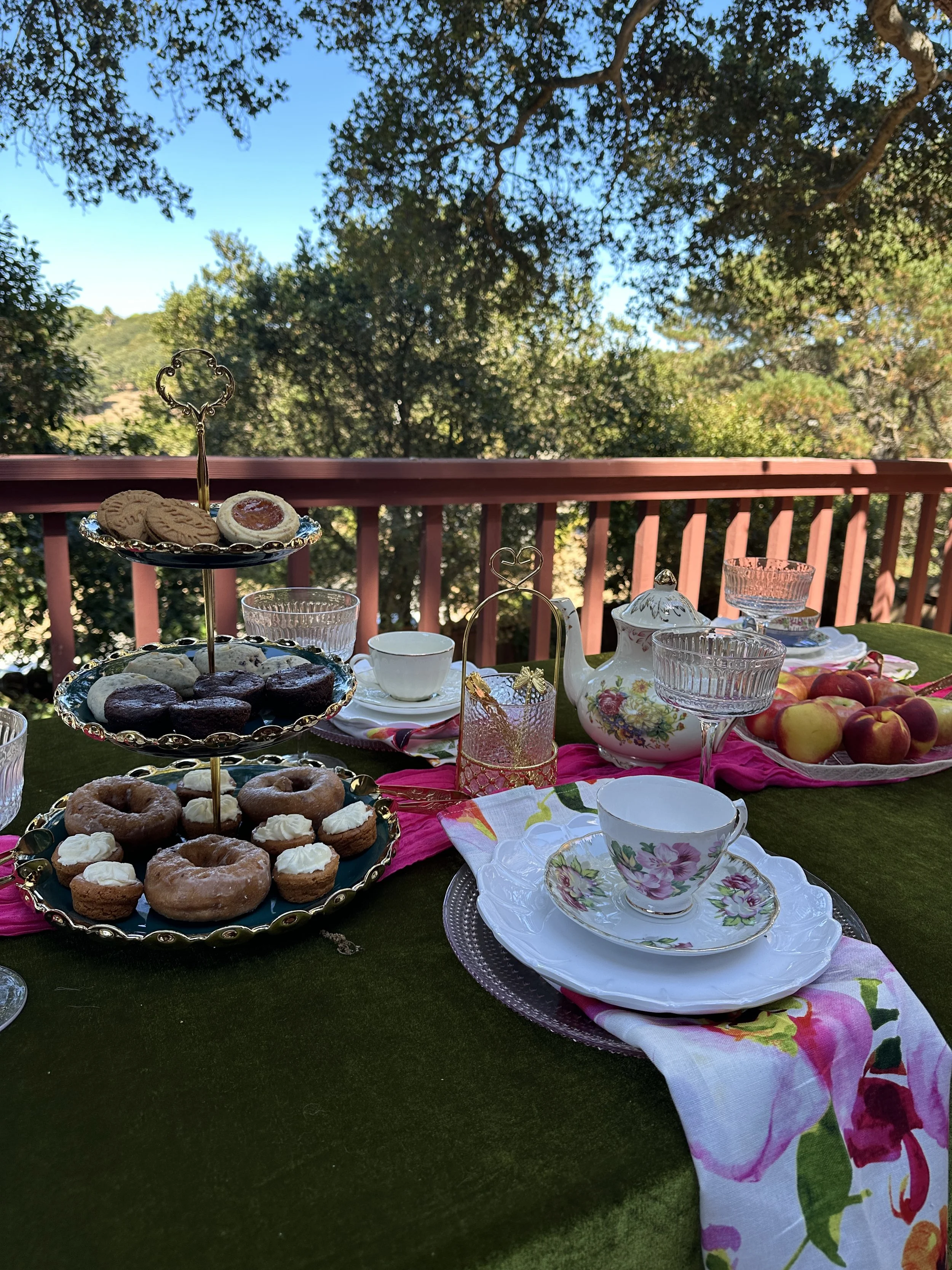 High tea and pastries outdoor tablescape