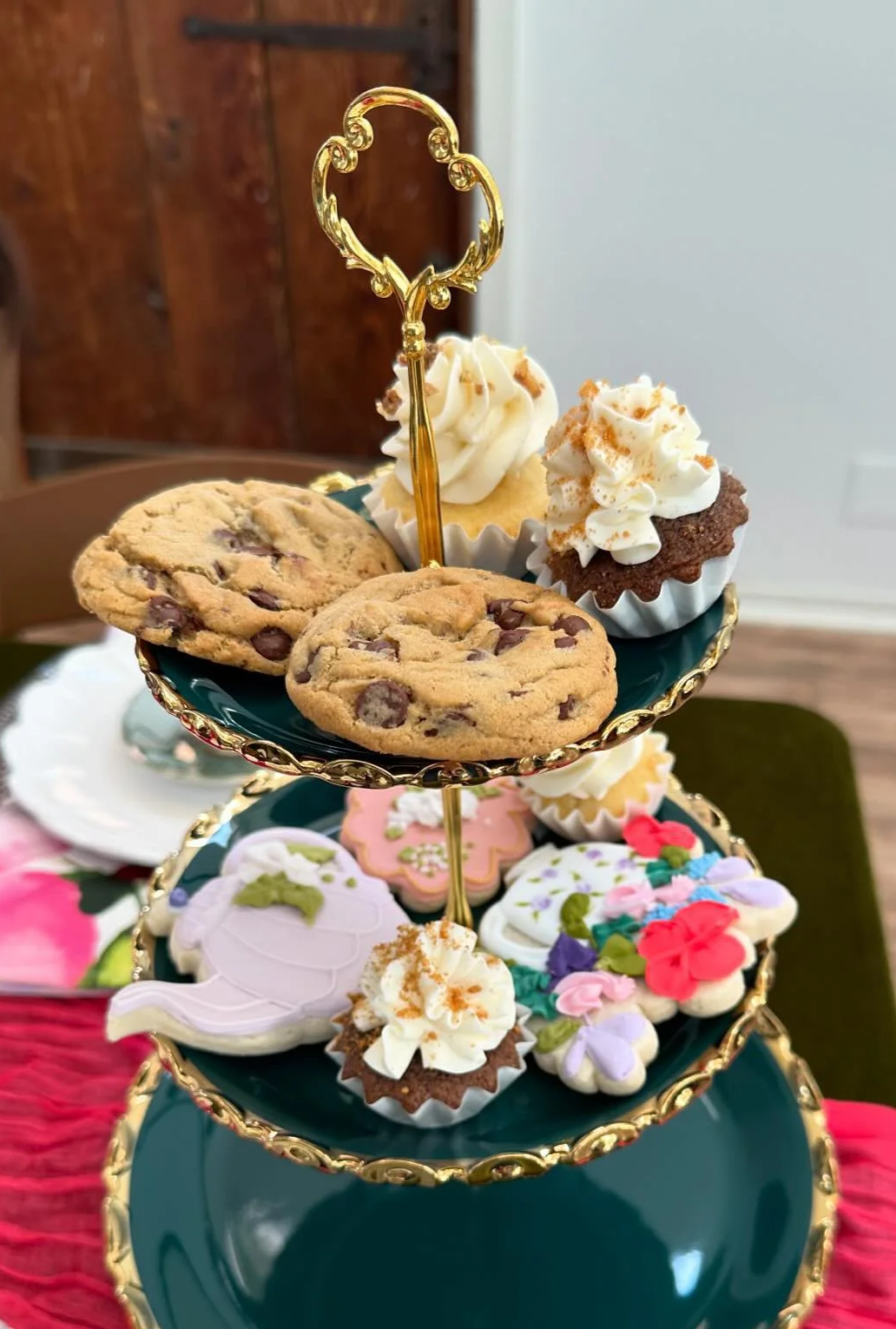 Beautiful high tea dessert set up