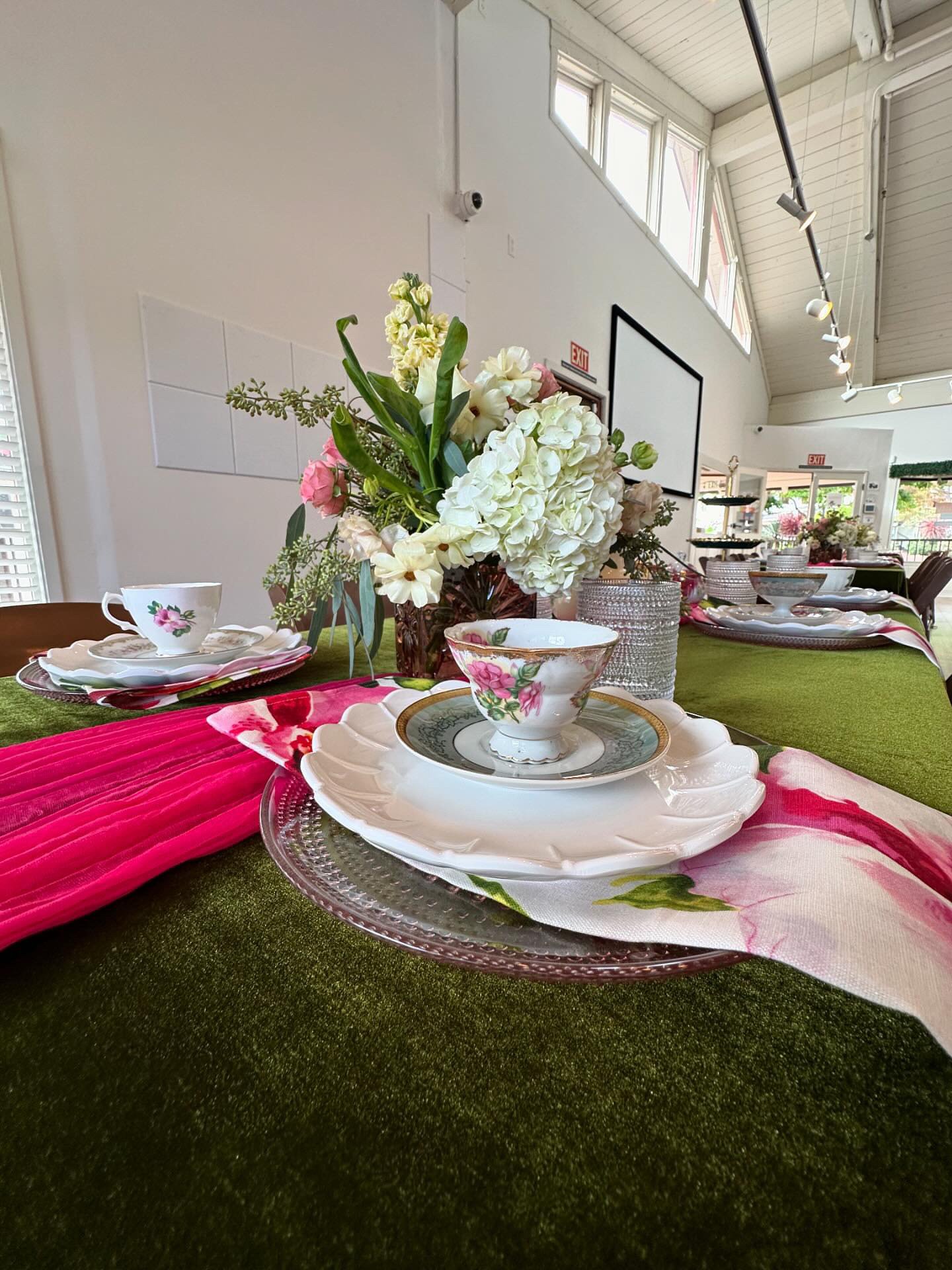 Tea cup and flowers for high tea event