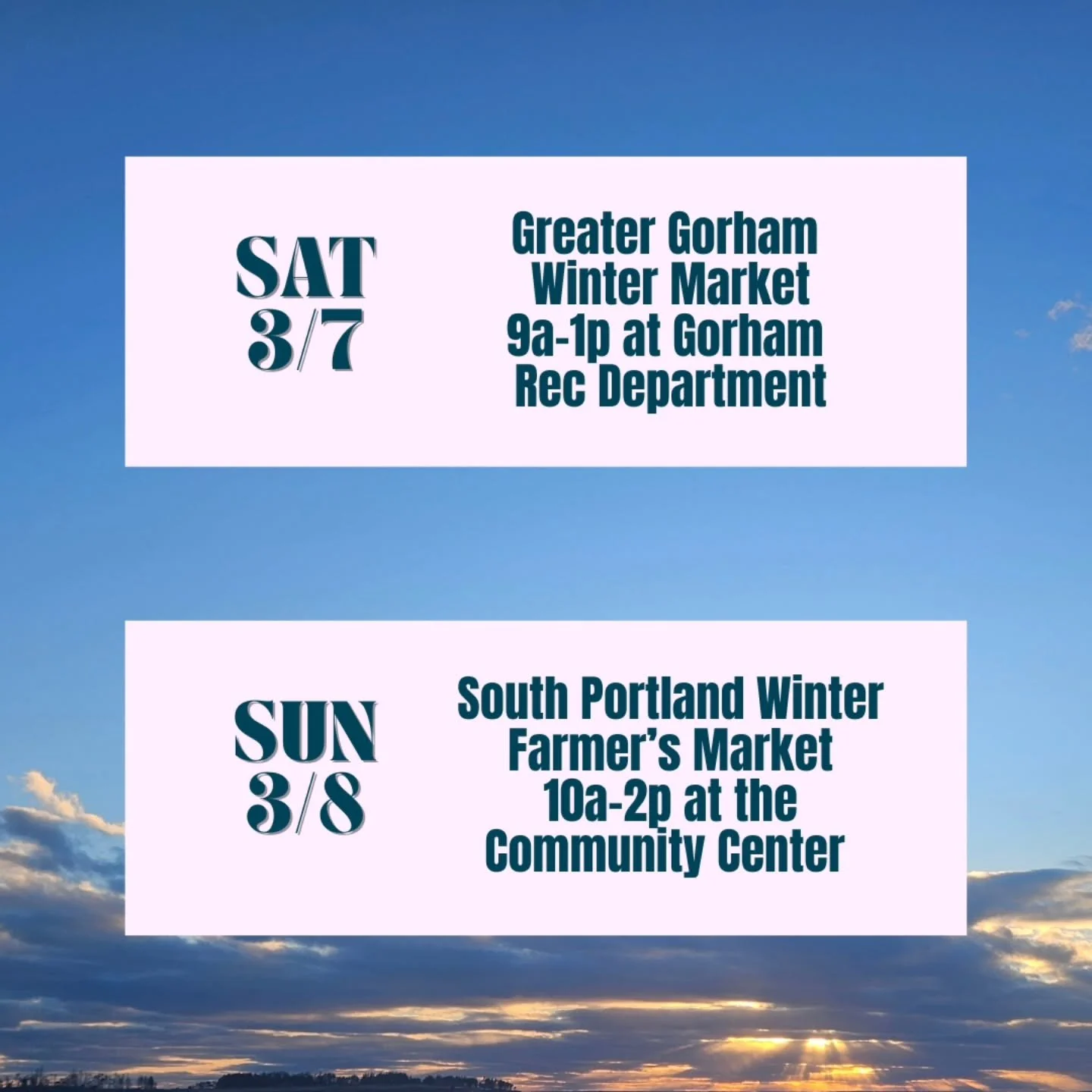 🍀🍀HAPPY MARCH🍀🍀
Spring ahead with us this weekend along with all our classics we will have a sunny special!

💥CARROT ORANGE THYME💥
A perfect blend to pair with bubbles of any sort, gin, tequila or truly you name it!

Find us SATURDAY @gorhamfar