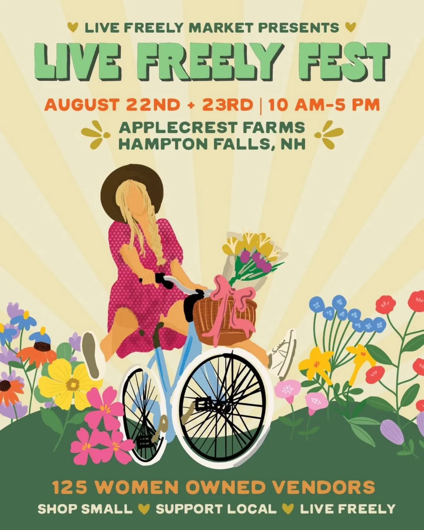 LIVE FREELY FEST
THIS SATURDAY
100+ VENDORS, MUSIC, FOOD &amp; SO MUCH MORE!

🕐10a-5p
📍@applecrestfarm

So excited to be at this incredible festival!
Find us alongside TONS of woman owned makers, artists, crafters &amp; more 
PLUS a gorgeous farm w