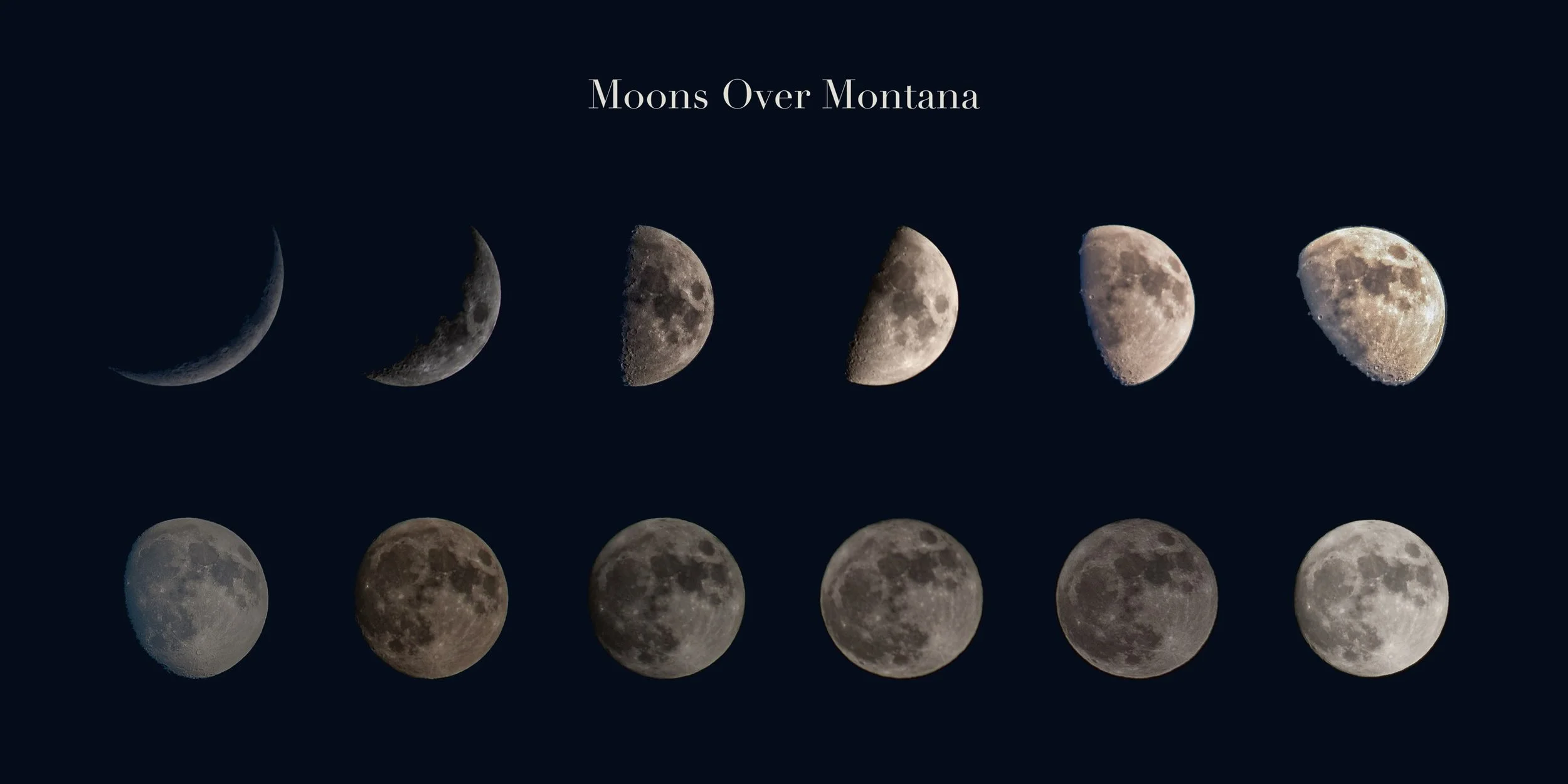 Moons Over Montana: a photographic sequence showing twelve views of the moon.