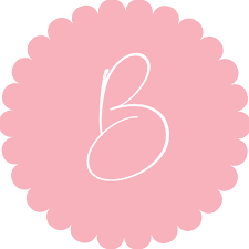 Pink scalloped circle background with a white bunny silhouette in the center.