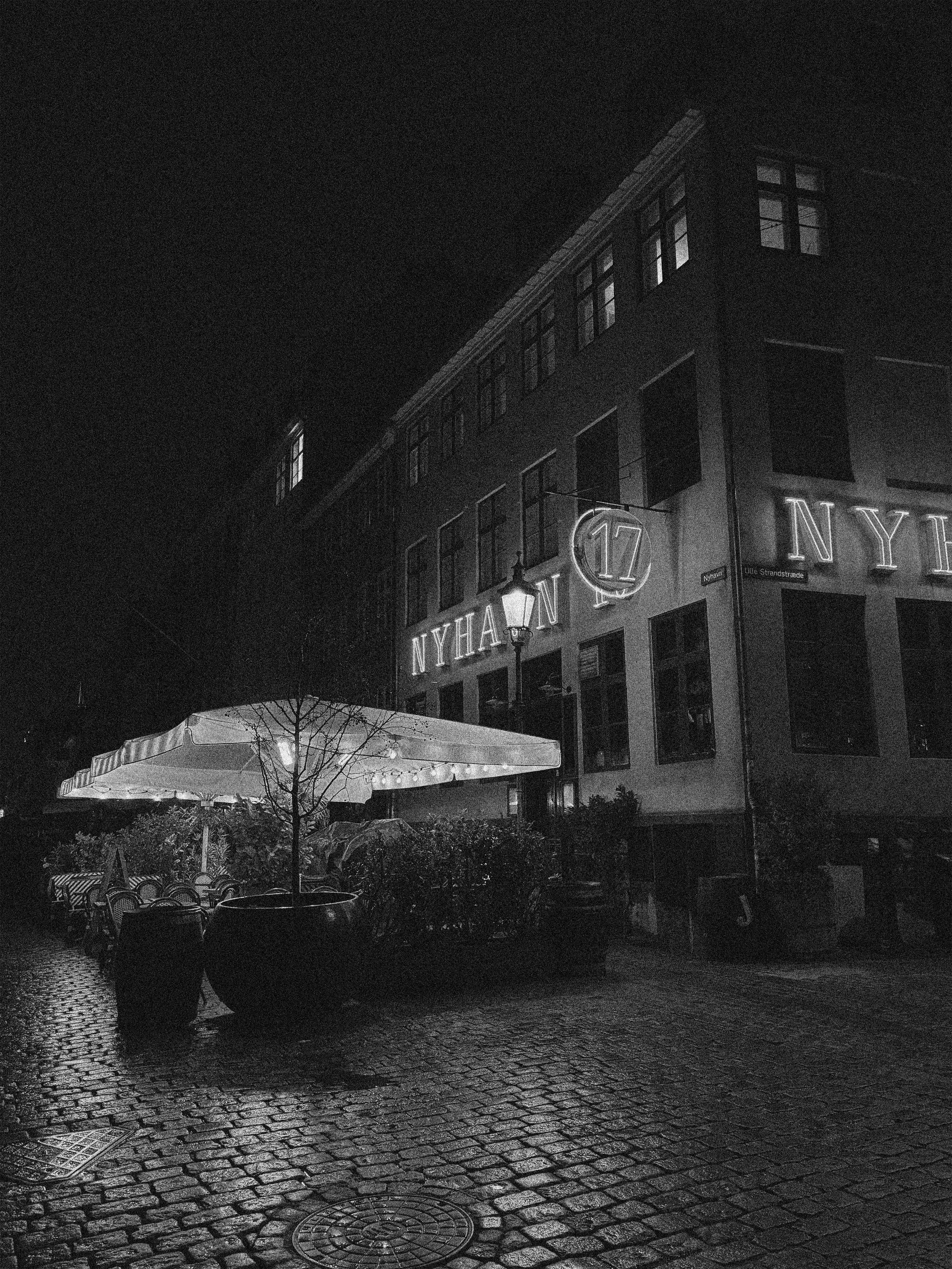 MISTY NIGHT IN COPENHAGEN, DENMARK