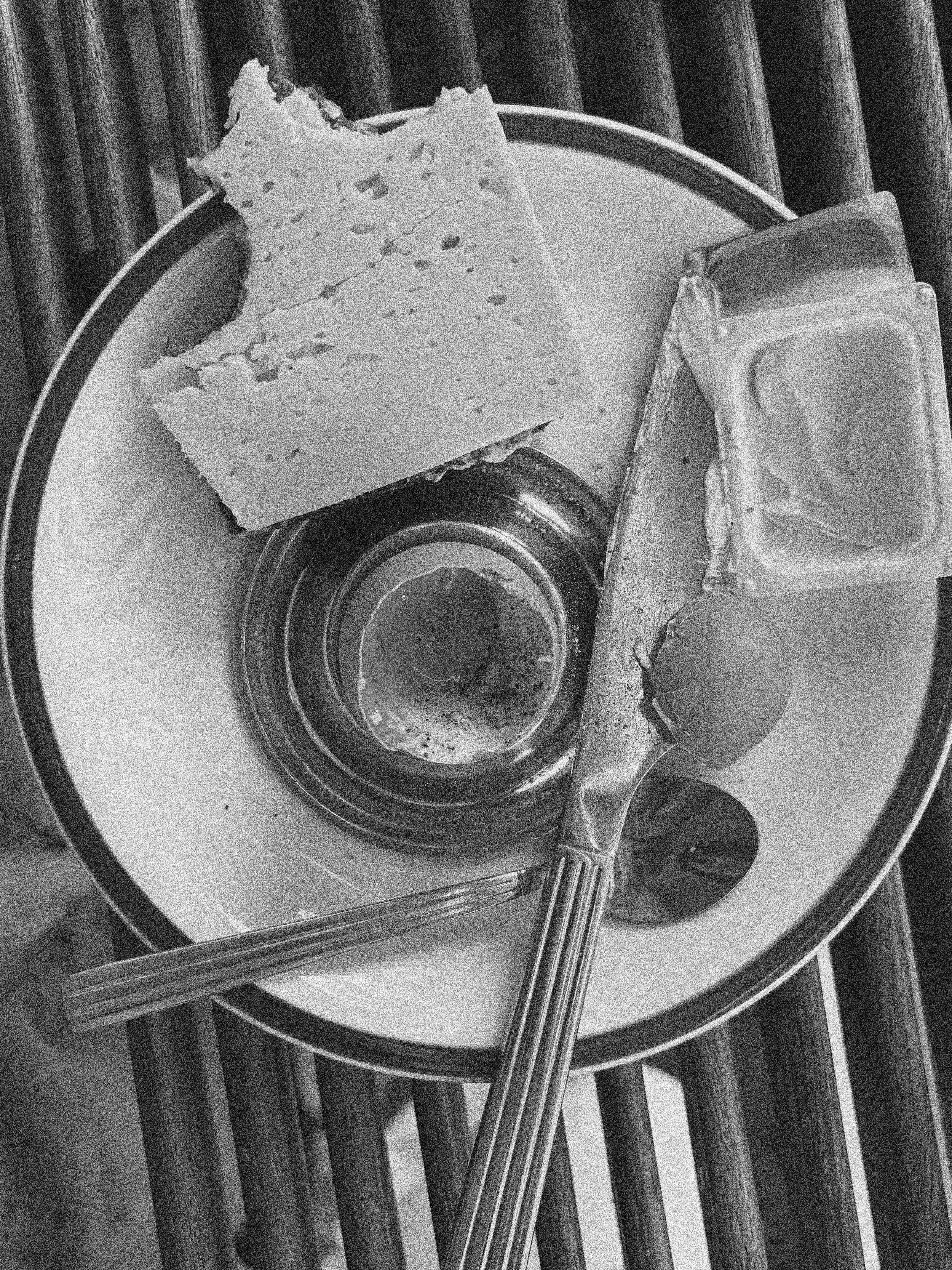 A HALF EATEN DANISH BREAKFAST IN COPENHAGEN, DENMARK