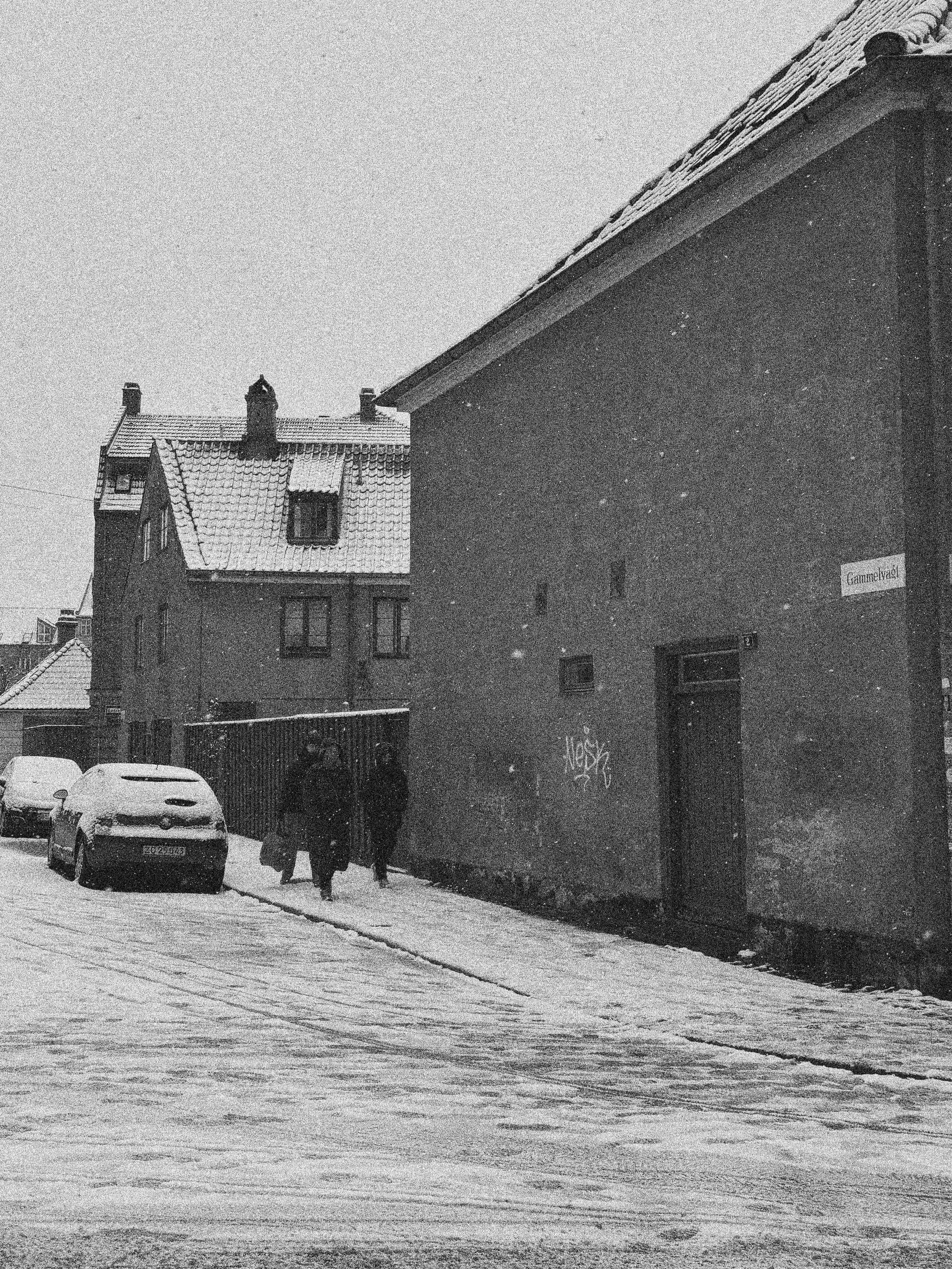 SNOWFALL ON KRONPRINSESSGADE IN COPENHAGEN, DENMARK