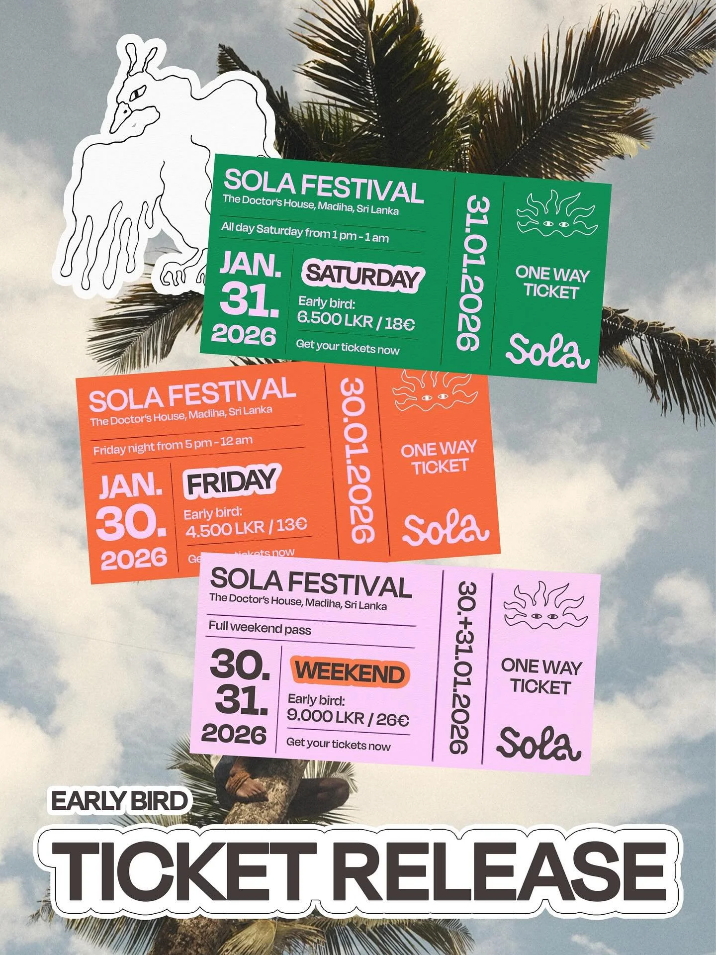 TICKET RELEASE 🌞

Early birds are finally out. This is the cheapest it&rsquo;ll ever be, once they&rsquo;re gone, they&rsquo;re gone. We sell till we sell out.

Next stop: second release &rarr; final &rarr; door.
The space is limited, so we recommen