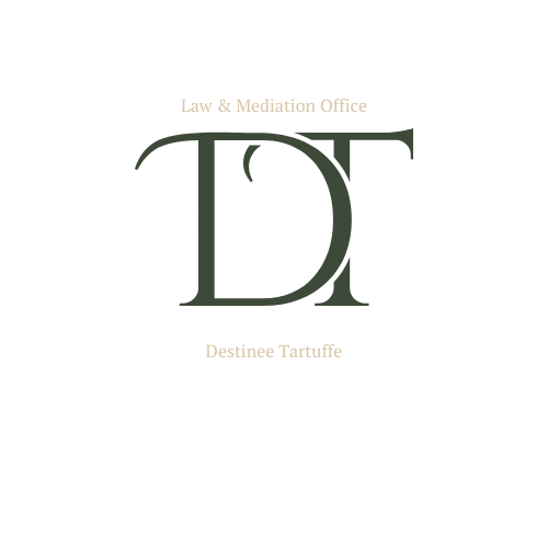 Logo for Law & Mediation Office Destinee Tartuffe with large 'D' and 'T' initials