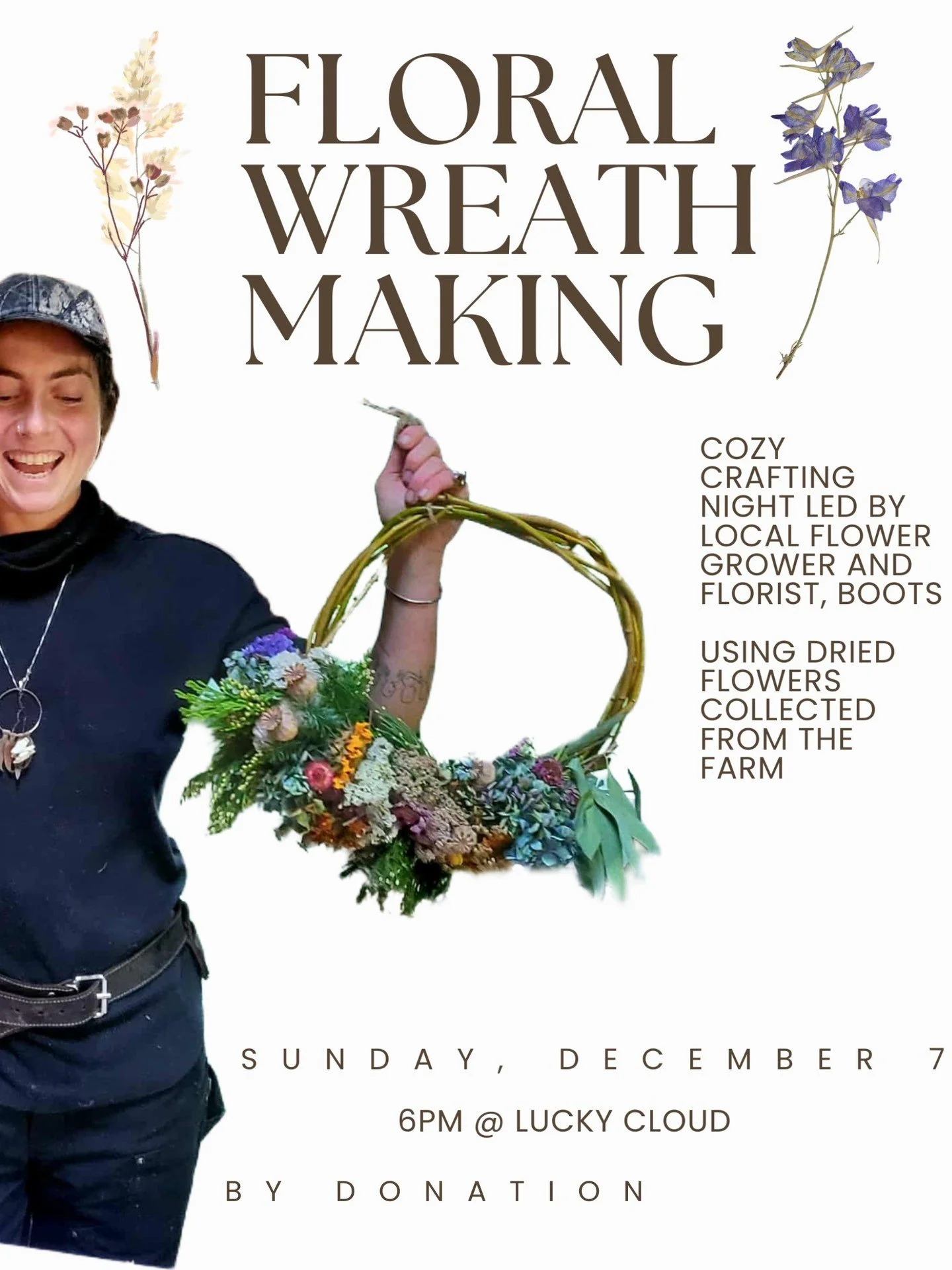 Another opportunity to join in on making some beautiful seasonal decor using flowers from the farm!

This time hosted by dear angel Ida @lucky.cloud.shop , this isn't a workshop so much as a crafting session with materials and guidance provided. You 