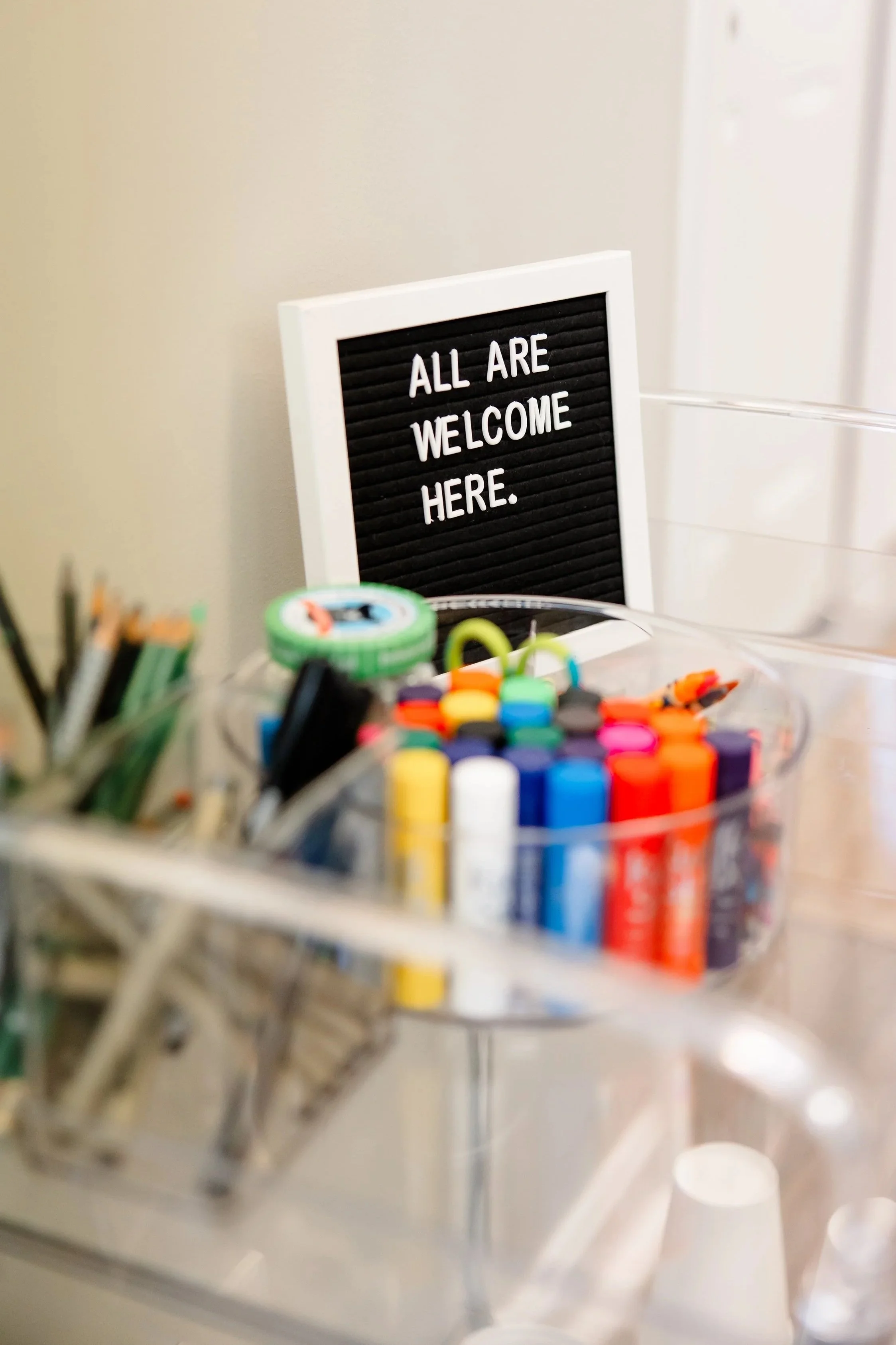 All are welcome here. LGBTQIA+ affirming art therapy and counseling for young adults, adults, and parents in Northern Virginia